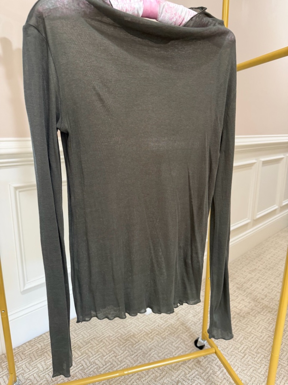 Zara Olive Green Long Sleeve Lightweight Tee